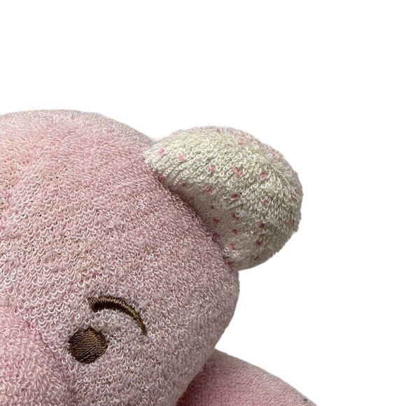 KinderGund Rattle Teddy Bear Pink Polka Dot Feet Stuffed Animal Embroidered Eyes - Picture 7 of 11